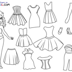 Lovely Look Digital Paper Doll, Instant Download, Printable Paper Doll,  Coloring Pages, Fashion Illustration 