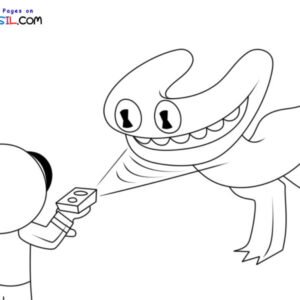 Cyan Rainbow Friends Coloring Pages in 2023
