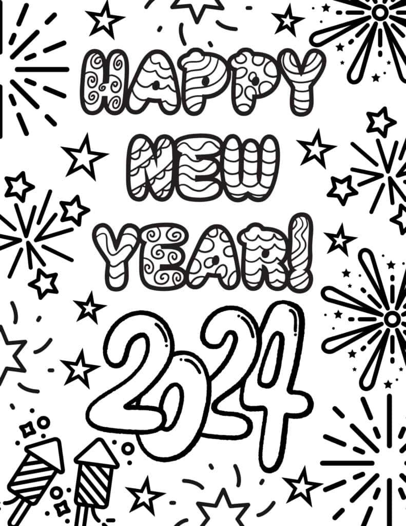 New Year 2024 Coloring Pages Printable for Free Download