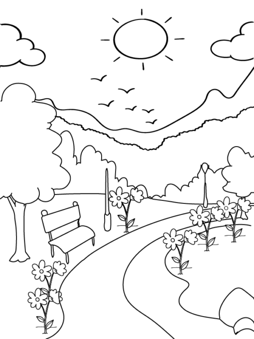 Natural Scenery Coloring Pages Printable for Free Download